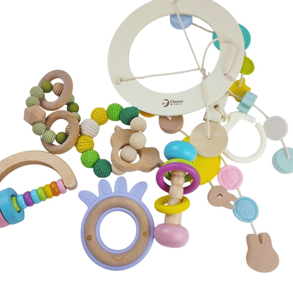 Baby Toy Bundle 6-Piece Wooden & Chewy Toys